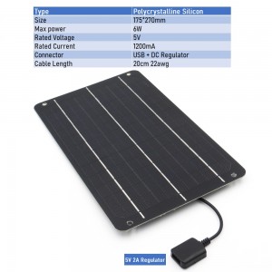 Saulės modulis "Solar Power USB" (5 V 1200 mA 6 W)