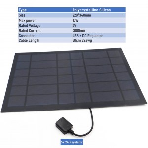 Saulės modulis "Solar Power USB" (5 V 2000 mA 10 W)