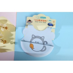 Vaikiška silikoninė maitinimo prijuostė "Katinukas valgo"