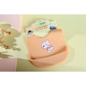 Vaikiška silikoninė maitinimo prijuostė "Meškiukas valgo"