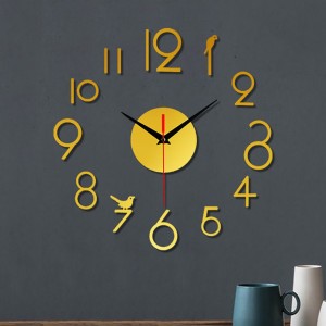 Sieninis laikrodis "Paukščiai ant skaičių 3" (40 x 40 cm)