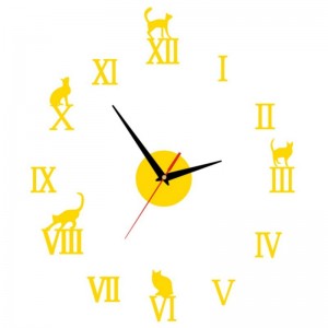 Sieninis laikrodis "Katinai ant skaičių 4" (40 x 40 cm)