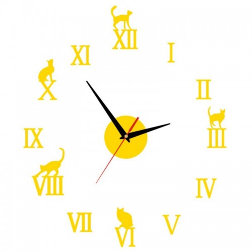 Sieninis laikrodis "Katinai ant skaičių 4" (40 x 40 cm)