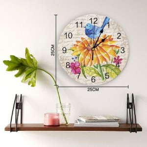 Sieninis laikrodis "Paukštelis ir geltonoji gėlė" (25 cm)