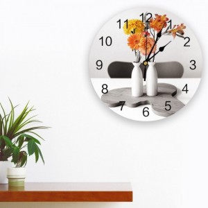 Sieninis laikrodis "Gėlės keraminėse vazose" (25 cm)