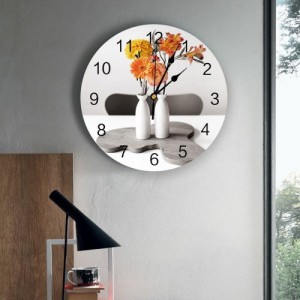 Sieninis laikrodis "Gėlės keraminėse vazose" (25 cm)