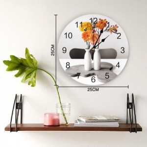 Sieninis laikrodis "Gėlės keraminėse vazose" (25 cm)