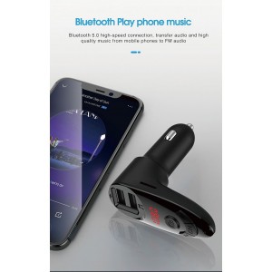 FM bangų moduliatorius automobiliams (su Bluetooth laisvų rankų