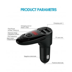 FM bangų moduliatorius automobiliams (su Bluetooth laisvų rankų