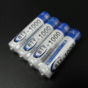 4 įkraunamos BTY 1000mAh AAA baterijos