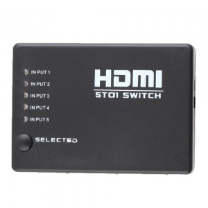5 HDMI į vieną HDMI paskirstytojas (1080P, distacinis valdymas)