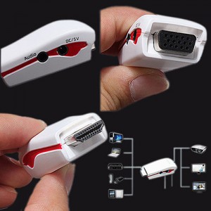 1080P HDMI į VGA vaizdo konverteris adapteris + USB maitinimo audio laidas