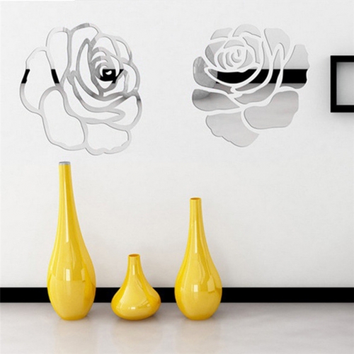 Veidrodinis lipdukas "2 sidabrinės rožės" (28 x 28 cm)