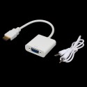 HDMI į VGA keitiklis adapteris su USB audio laidu (baltas)