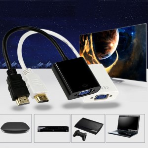 HDMI į VGA keitiklis adapteris su USB audio laidu (juodas)