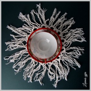 Medvilninis, didelis rankų darbo padėklas indams, puodeliui